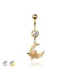 316L SURGICAL STEEL OPAL MOON BUTTERFLY DANGLE BELLY BUTTON NAVEL RING 